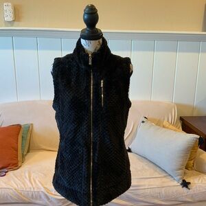 Calvin Klein Black Quilted Faux-Fur Zip Vest